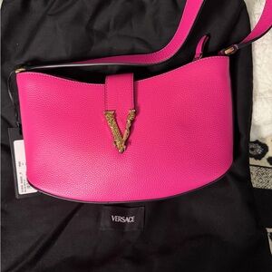 Versace Virtus small leather shoulder bag